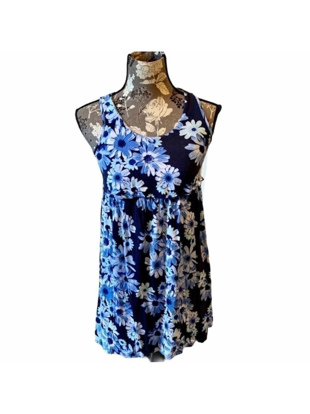 JUSTICE Blue Floral Sleeveless Tunic size 10